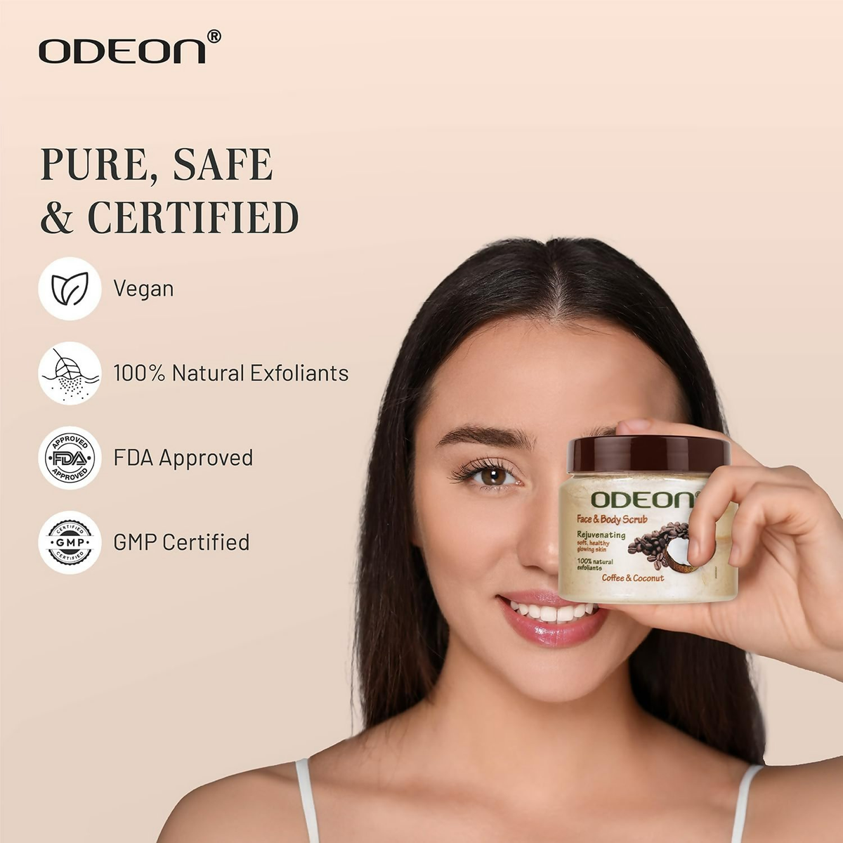 Odeon Coffee & Coconut Scrub Exfoliating Face & Body Scrub For Tan Removal