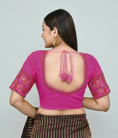 Joban Fashion Women's Pink Embroidered Stitched Blouse