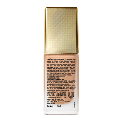Lakme 9to5 Hya Matte Foundation + Hyaluronic Acid - Warm Beige