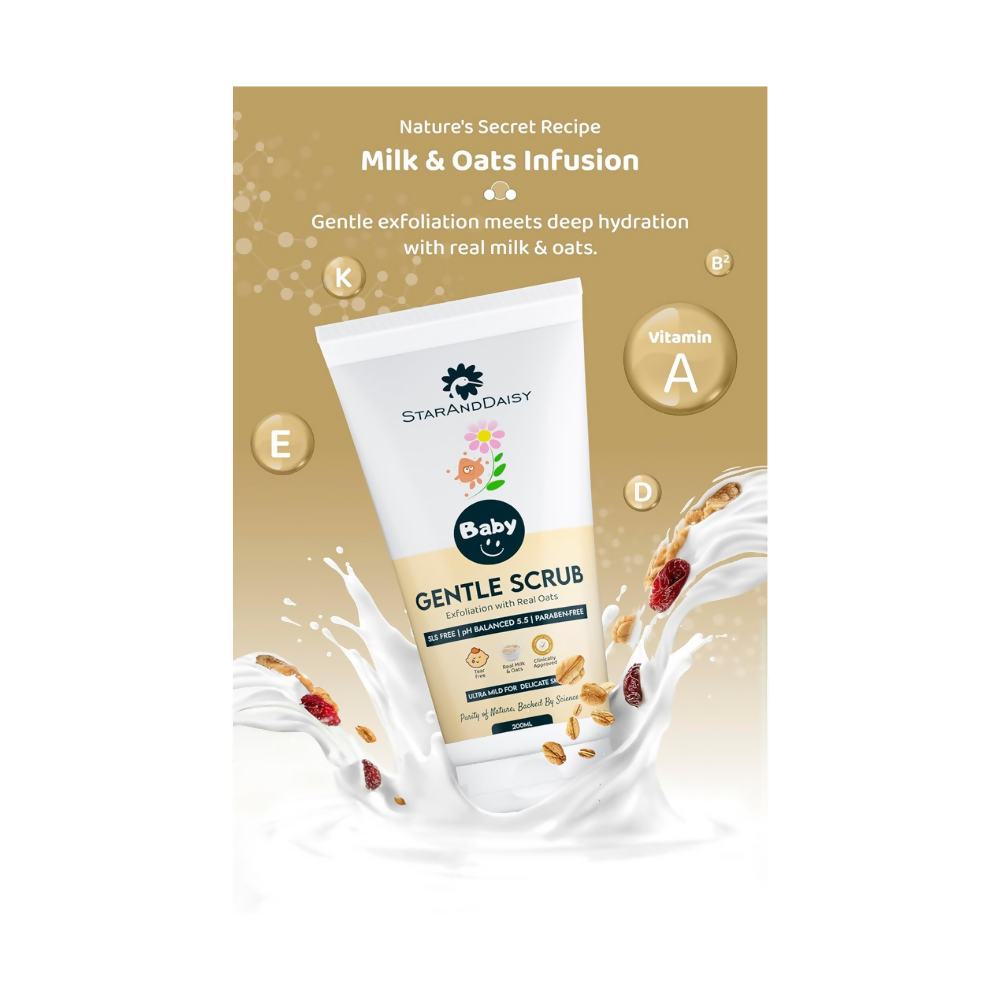 StarAndDaisy Baby Body Scrub with Real Milk & Oats, SLS Free & Paraben free with pH 5.5