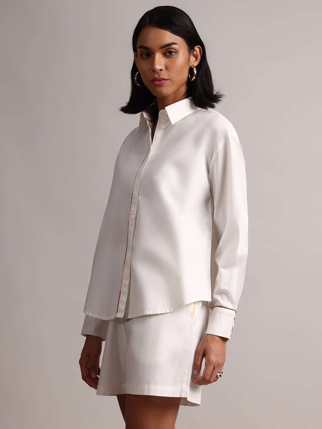 Zaccai Women's White Poplin Solid Co-Ords