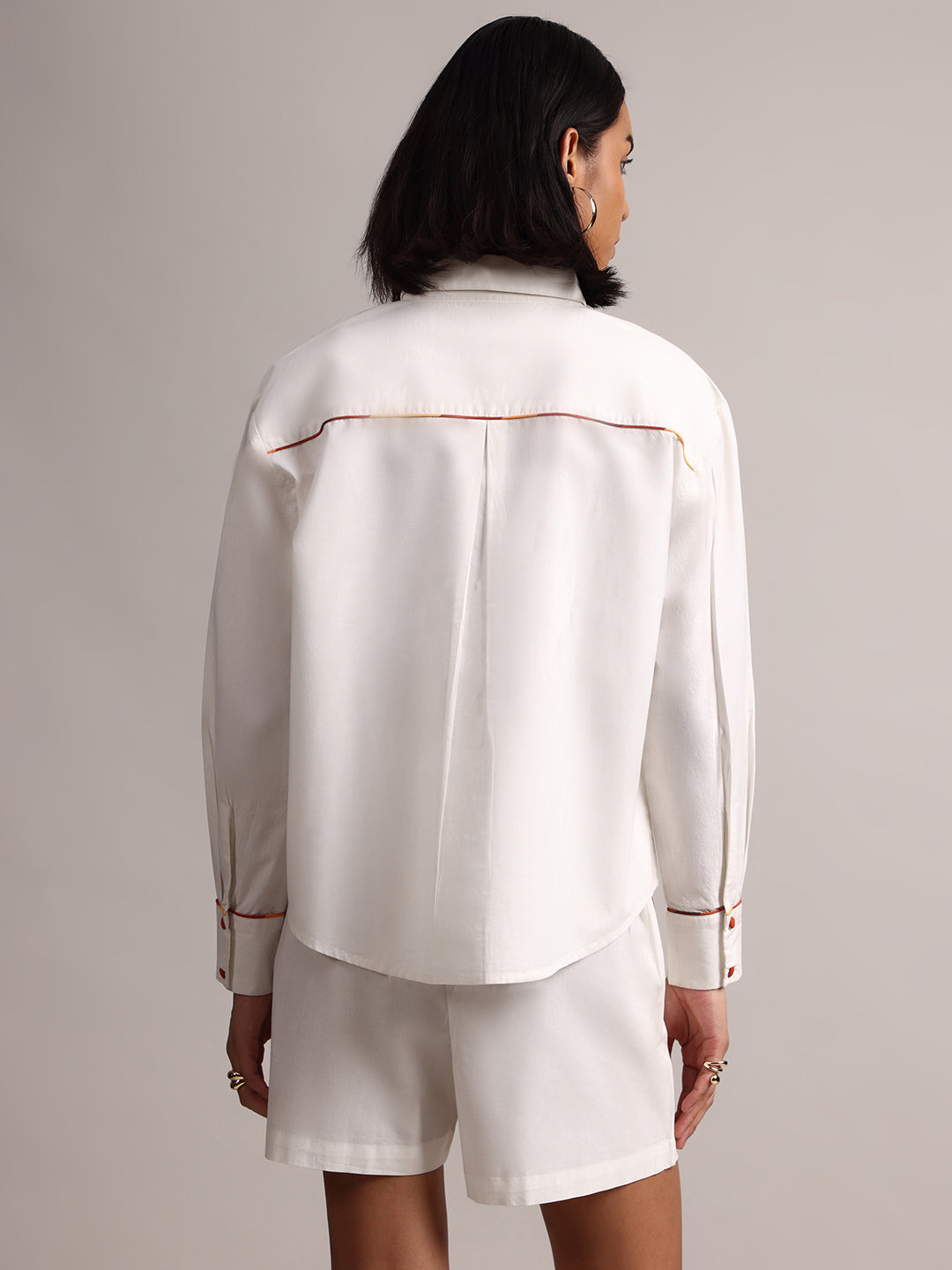 Zaccai Women's White Poplin Solid Co-Ords