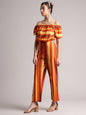 Zaccai Women's Brown Poplin Striped Co-Ords