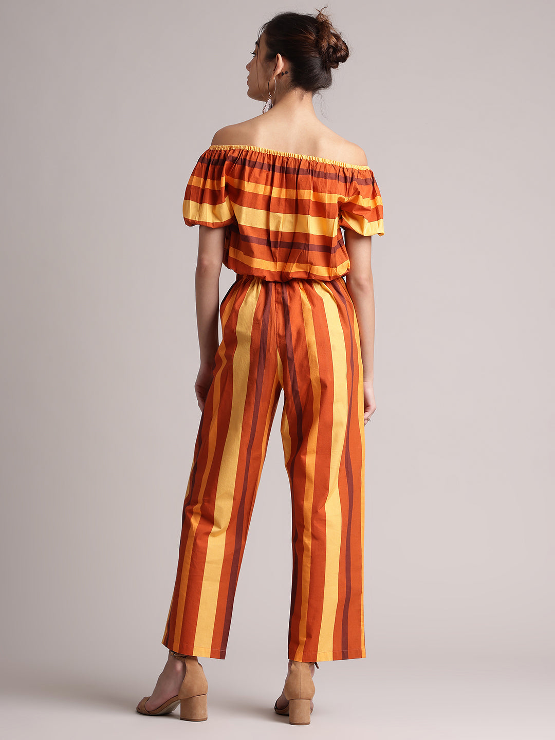 Zaccai Women's Brown Poplin Striped Co-Ords