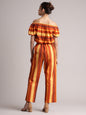 Zaccai Women's Brown Poplin Striped Co-Ords