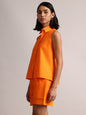 Zaccai Women's Orange Poplin Solid Co-Ords