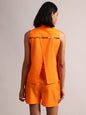 Zaccai Women's Orange Poplin Solid Co-Ords
