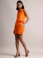 Zaccai Women's Orange Poplin Solid Co-Ords