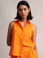 Zaccai Women's Orange Poplin Solid Co-Ords
