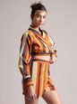 Zaccai Women's Rust Poplin Striped Co-Ords