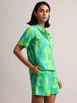 Zaccai Women's Lime Cambric Abstract Dress