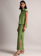 Zaccai Women's Green Cambric Solid Co-Ords