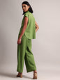 Zaccai Women's Green Cambric Solid Co-Ords