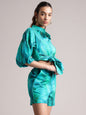 Zaccai Women's Aqua Cambric Abstract Co-Ords