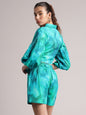 Zaccai Women's Aqua Cambric Abstract Co-Ords