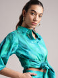 Zaccai Women's Aqua Cambric Abstract Co-Ords