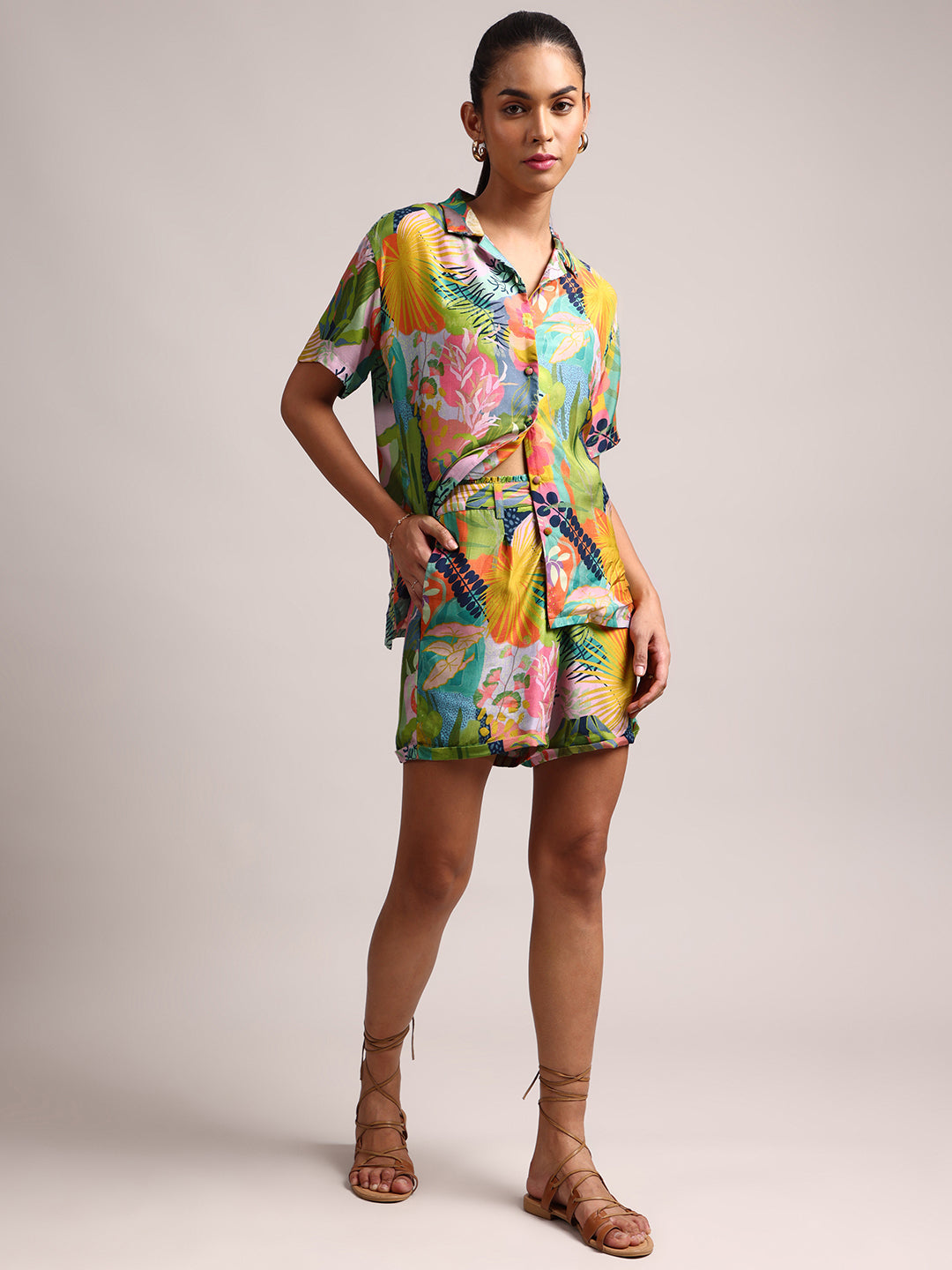 Zaccai Women's Multi Muslin Tropical Co-Ords