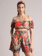 Zaccai Women's Orange Muslin Tropical Co-Ords