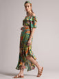 Zaccai Women's Green Muslin Tropical Co-Ords