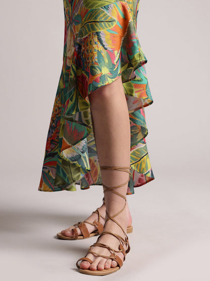Zaccai Women's Green Muslin Tropical Co-Ords