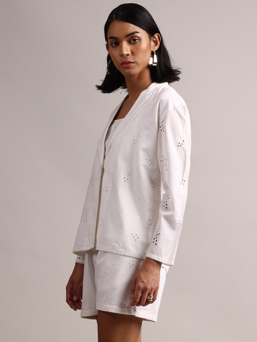 Zaccai Women's White Cambric Schiffli Co-Ords