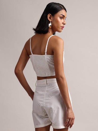 Zaccai Women's White Cambric Schiffli Co-Ords