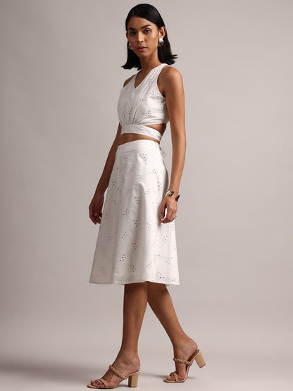 Zaccai Women's White Cambric Schiffli Co-Ords