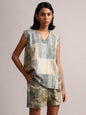 Zaccai Women's Grey Linen Striped Co-Ords