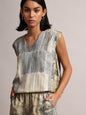 Zaccai Women's Grey Linen Striped Co-Ords