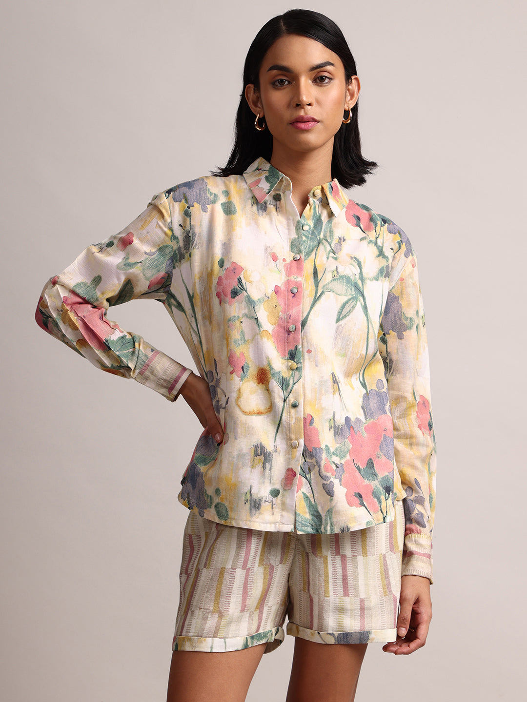 Zaccai Women's Yellow Linen Floral Co-Ords