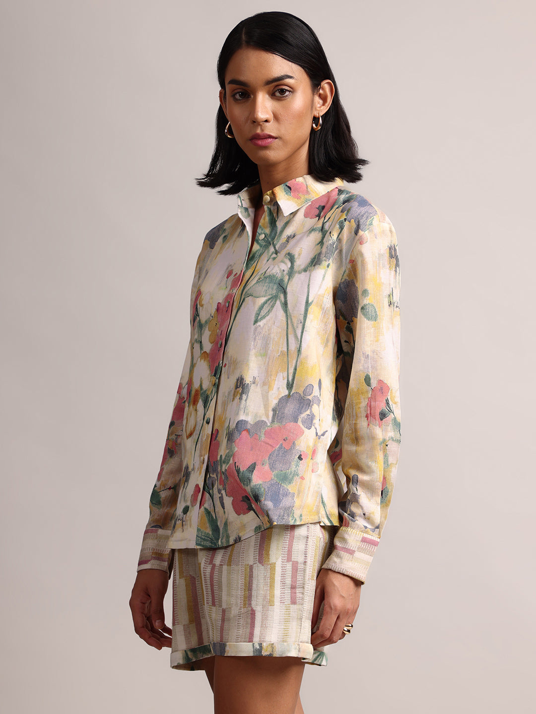 Zaccai Women's Yellow Linen Floral Co-Ords