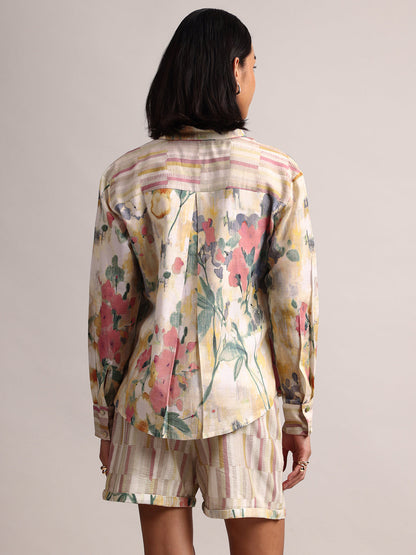 Zaccai Women's Yellow Linen Floral Co-Ords