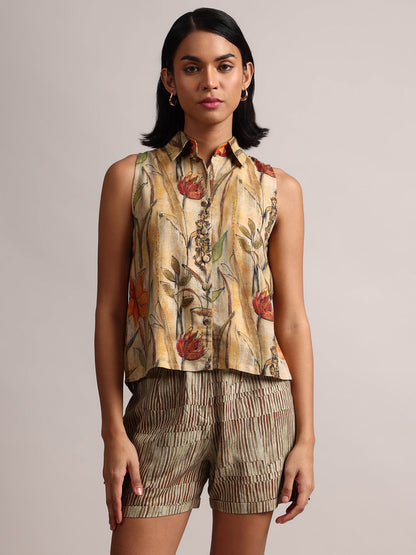 Zaccai Women's Yellow Linen Floral Co-Ords