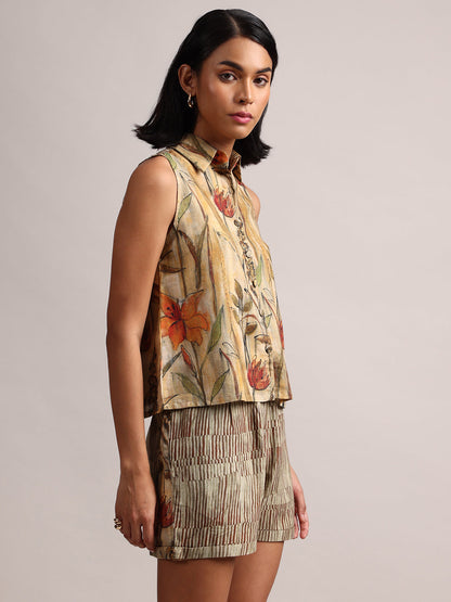 Zaccai Women's Yellow Linen Floral Co-Ords