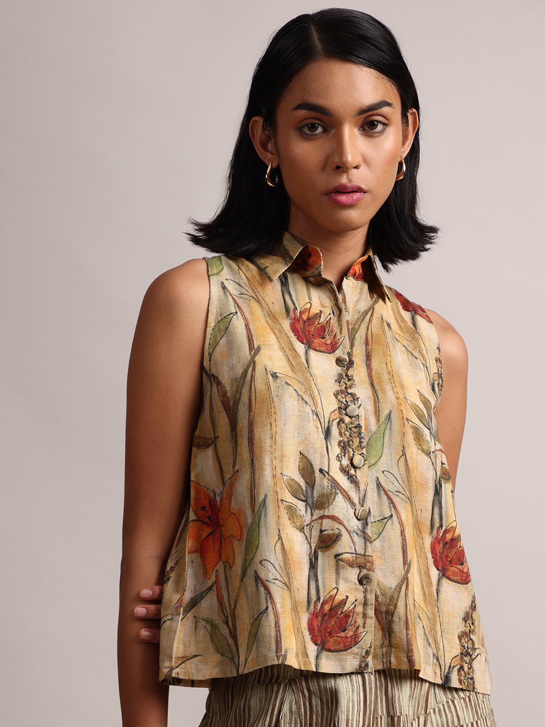Zaccai Women's Yellow Linen Floral Co-Ords