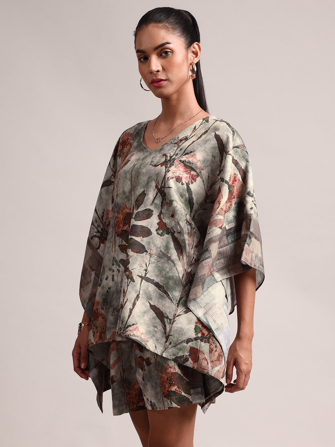 Zaccai Women's Grey Cotton Linen Floral Co-Ords