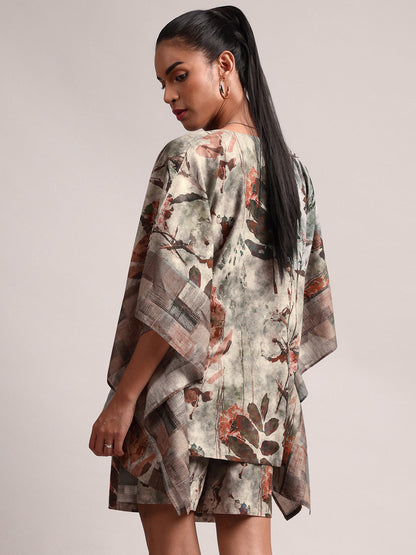 Zaccai Women's Grey Cotton Linen Floral Co-Ords