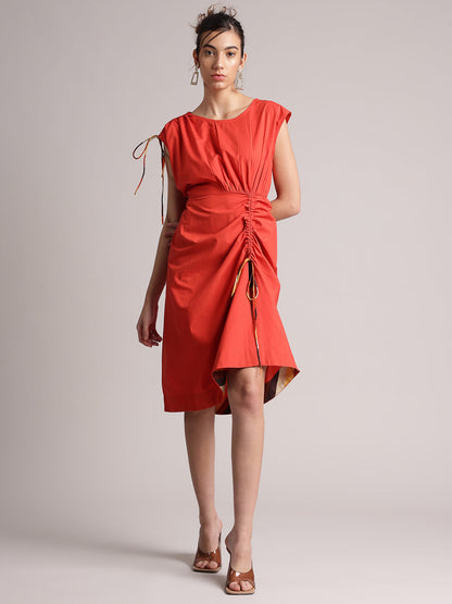 Zaccai Women's Rust Poplin Solid Dress