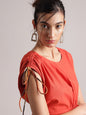 Zaccai Women's Rust Poplin Solid Dress