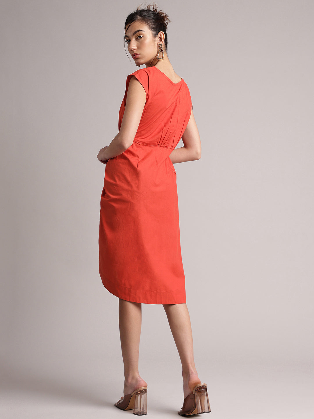 Zaccai Women's Rust Poplin Solid Dress