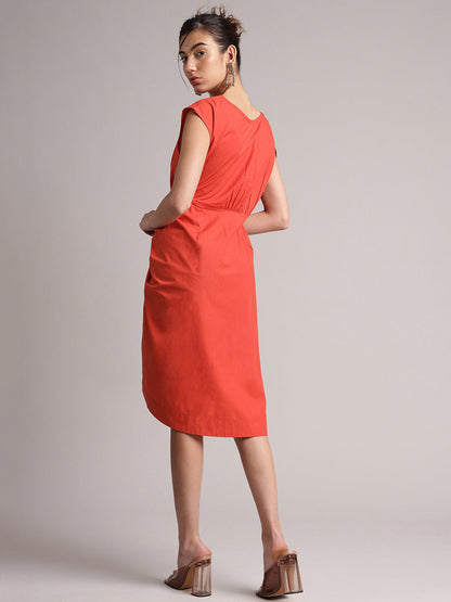 Zaccai Women's Rust Poplin Solid Dress
