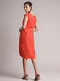 Zaccai Women's Rust Poplin Solid Dress
