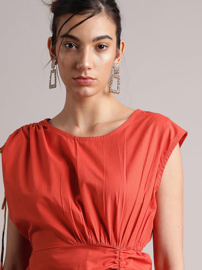 Zaccai Women's Rust Poplin Solid Dress