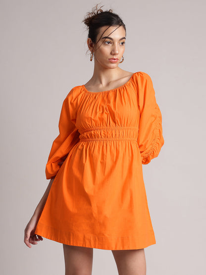 Zaccai Women's Orange Poplin Solid Dress