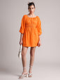 Zaccai Women's Orange Poplin Solid Dress