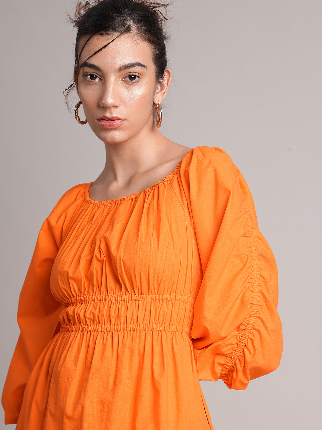 Zaccai Women's Orange Poplin Solid Dress