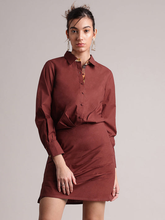 Zaccai Women's Brown Poplin Solid Dress