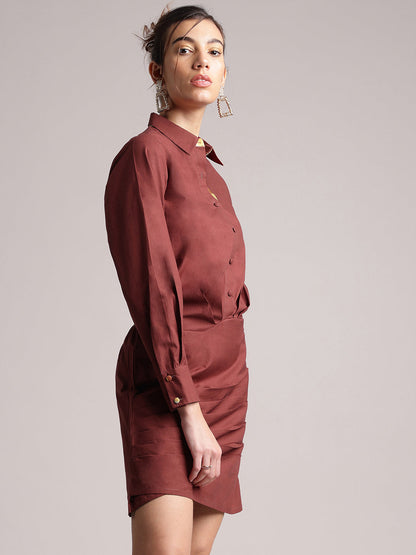 Zaccai Women's Brown Poplin Solid Dress