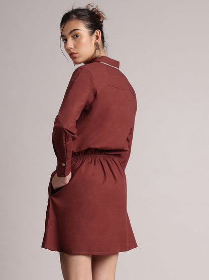 Zaccai Women's Brown Poplin Solid Dress