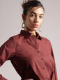 Zaccai Women's Brown Poplin Solid Dress